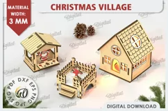 3D Christmas Village Laser Cut. Christmas Home Decor SVG Product Image 1