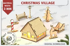 3D Christmas Village Laser Cut. Christmas Home Decor SVG Product Image 1