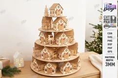 3D Tiered Wooden Christmas Village Advent Calendar Laser Cut Product Image 1