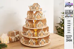 3D Tiered Wooden Christmas Village Advent Calendar Laser Cut Product Image 1