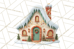Christmas Village Clipart, Holiday Houses Clip Art PNG Product Image 2