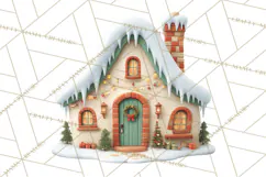 Christmas Village Clipart, Holiday Houses Clip Art PNG Product Image 2
