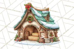 Christmas Village Clipart, Holiday Houses Clip Art PNG Product Image 3