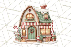 Christmas Village Clipart, Holiday Houses Clip Art PNG Product Image 4