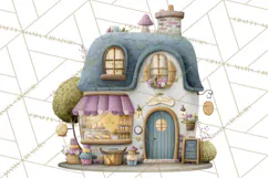 Christmas Village Houses Clipart, Festive Winter Homes PNG Product Image 4