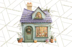 Christmas Village Houses Clipart, Festive Winter Homes PNG Product Image 5