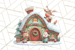 Christmas Village Clipart, Holiday Houses Clip Art PNG Product Image 5