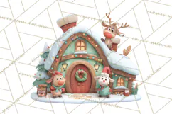 Christmas Village Clipart, Holiday Houses Clip Art PNG Product Image 5