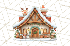 Christmas Village Clipart, Holiday Houses Clip Art PNG Product Image 3