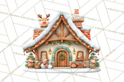 Christmas Village Clipart, Holiday Houses Clip Art PNG Product Image 3