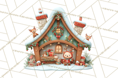 Christmas Village Clipart, Holiday Houses Clip Art PNG Product Image 4