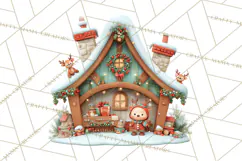 Christmas Village Clipart, Holiday Houses Clip Art PNG Product Image 4