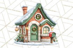 Christmas Village Clipart, Holiday Houses Clip Art PNG Product Image 5