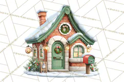 Christmas Village Clipart, Holiday Houses Clip Art PNG Product Image 5