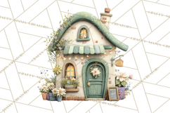 Christmas Village Houses Clipart, Festive Winter Homes PNG Product Image 5