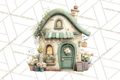 Christmas Village Houses Clipart, Festive Winter Homes PNG Product Image 5