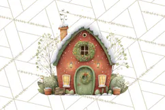 Christmas Village Houses Clipart, Festive Winter Homes PNG Product Image 2