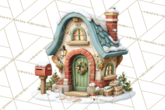 Christmas Village Clipart, Holiday Houses Clip Art PNG Product Image 3