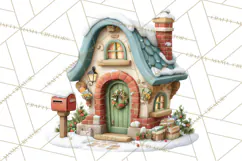 Christmas Village Clipart, Holiday Houses Clip Art PNG Product Image 3
