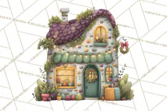 Christmas Village Houses Clipart, Festive Winter Homes PNG Product Image 2