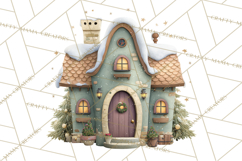 Christmas Village Houses Clipart, Festive Winter Homes PNG Product Image 4