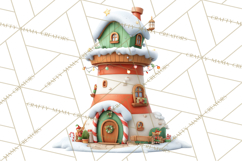 Christmas Village Clipart, Holiday Houses Clip Art PNG Product Image 4