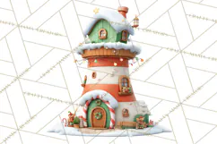 Christmas Village Clipart, Holiday Houses Clip Art PNG Product Image 4