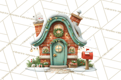 Christmas Village Clipart, Holiday Houses Clip Art PNG Product Image 5