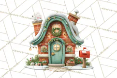 Christmas Village Clipart, Holiday Houses Clip Art PNG Product Image 5