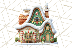 Christmas Village Clipart, Holiday Houses Clip Art PNG Product Image 3