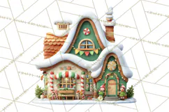 Christmas Village Clipart, Holiday Houses Clip Art PNG Product Image 3