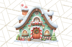 Christmas Village Clipart, Holiday Houses Clip Art PNG Product Image 4