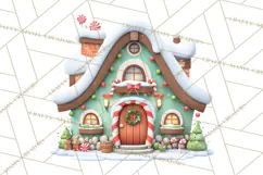 Christmas Village Clipart, Holiday Houses Clip Art PNG Product Image 4