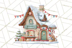 Christmas Village Clipart, Holiday Houses Clip Art PNG Product Image 5