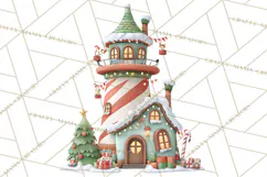 Christmas Village Clipart, Holiday Houses Clip Art PNG Product Image 2