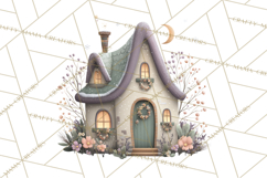 Christmas Village Houses Clipart, Festive Winter Homes PNG Product Image 3