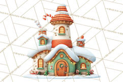 Christmas Village Clipart, Holiday Houses Clip Art PNG Product Image 3