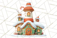 Christmas Village Clipart, Holiday Houses Clip Art PNG Product Image 3