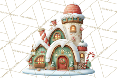 Christmas Village Clipart, Holiday Houses Clip Art PNG Product Image 4