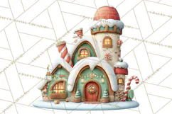 Christmas Village Clipart, Holiday Houses Clip Art PNG Product Image 4