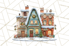 Christmas Village Clipart, Holiday Houses Clip Art PNG Product Image 3