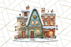 Christmas Village Clipart, Holiday Houses Clip Art PNG Product Image 3