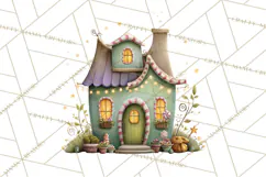 Christmas Village Houses Clipart, Festive Winter Homes PNG Product Image 2