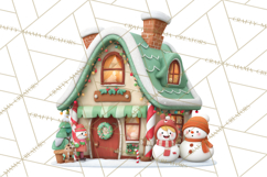 Christmas Village Clipart, Holiday Houses Clip Art PNG Product Image 3