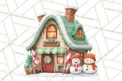 Christmas Village Clipart, Holiday Houses Clip Art PNG Product Image 3