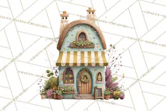 Christmas Village Houses Clipart, Festive Winter Homes PNG Product Image 4