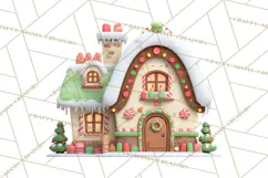 Christmas Village Clipart, Holiday Houses Clip Art PNG Product Image 5