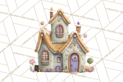 Christmas Village Houses Clipart, Festive Winter Homes PNG Product Image 5