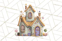 Christmas Village Houses Clipart, Festive Winter Homes PNG Product Image 5