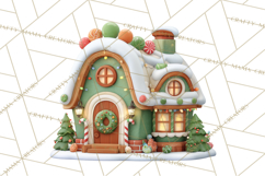 Christmas Village Clipart, Holiday Houses Clip Art PNG Product Image 3